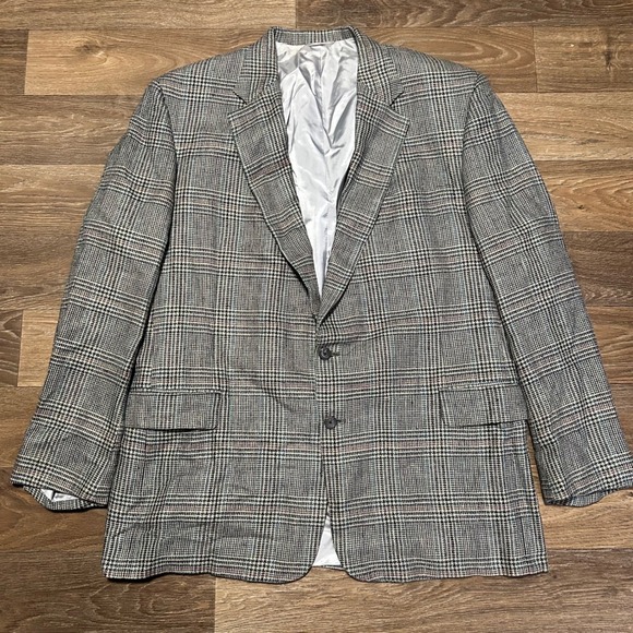 tom james Other - Tom James Blazer Mens 48L Grey Glen Plaid Wool Two Button Custom Sport Coat